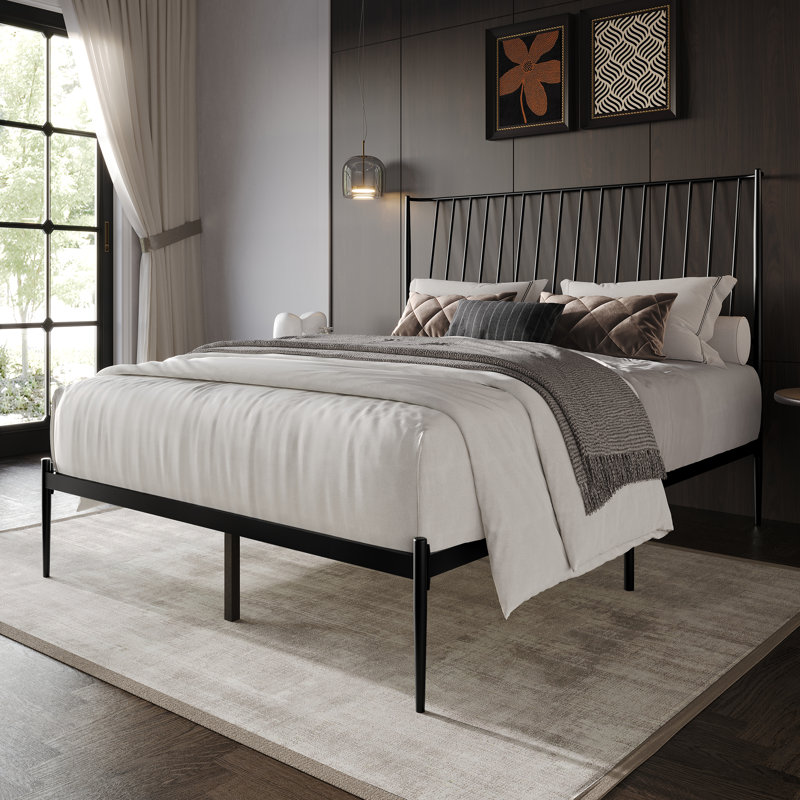 Lit plateforme en métal, Grand, Rose