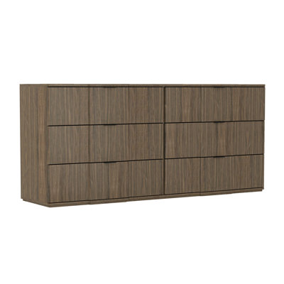 Clive 72" Mid-Century Modern 6-Drawer Double Dresser in Walnut
