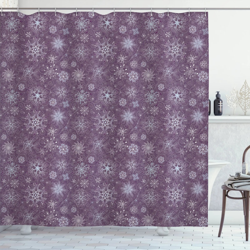 Ensemble de rideau de douche flocon de neige et crochets, H 70 po x l 69 po