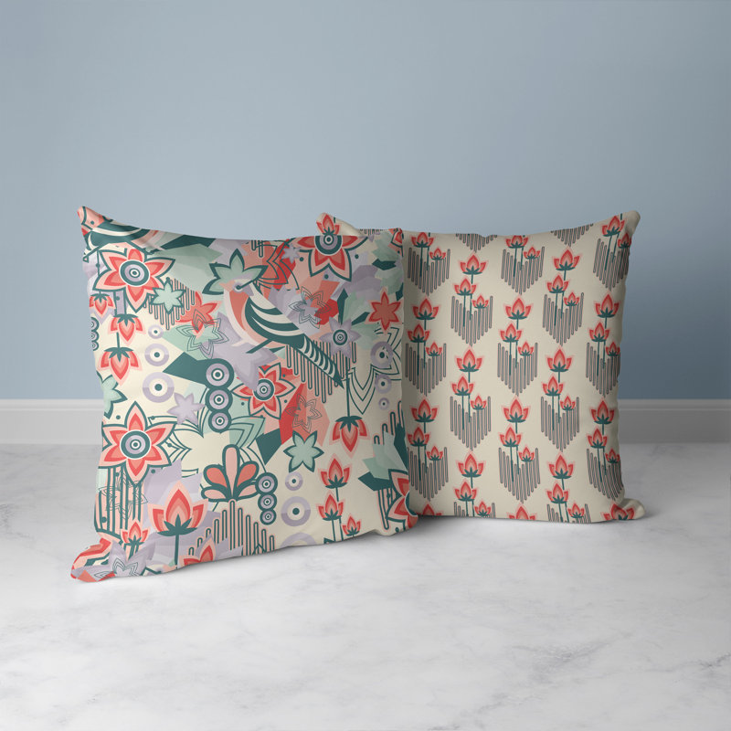 Coussin croissance croissance carré, H 20 po x l 20 po, Vert/rose