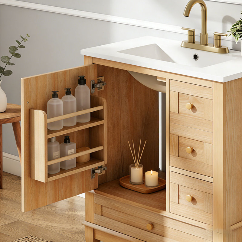Meuble-lavabo 30 po avec lavabo, Bois