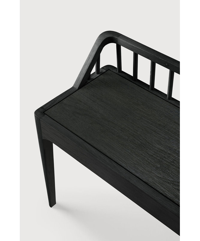 Spindle Solid Wood Bench, Oak Black