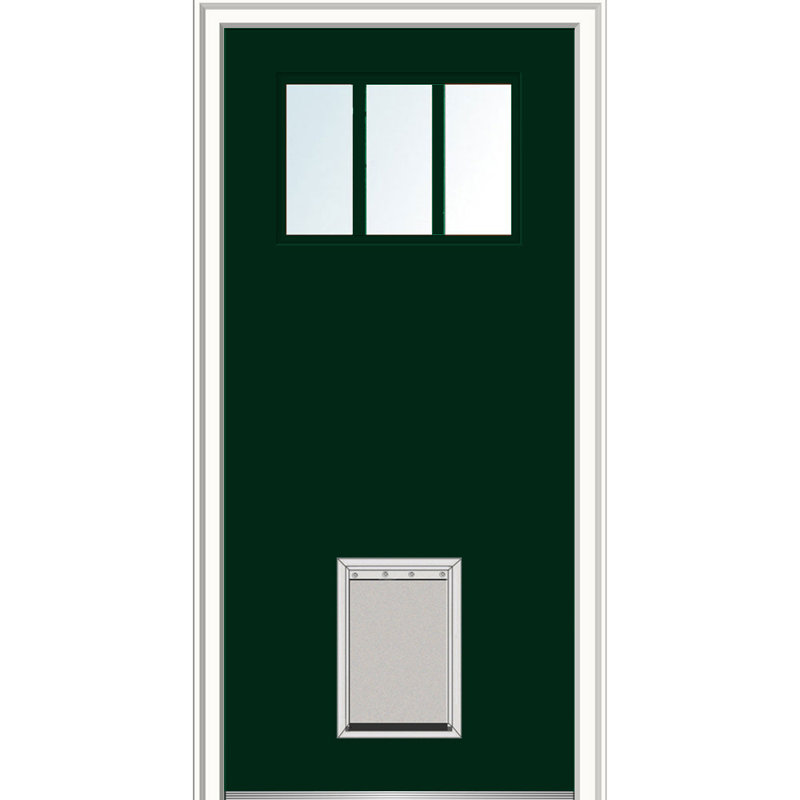 Porte d'entrée pré-montée en fibre de verre Craftsman, H 80 po x l 36 po x P 1,75 po, Ouverture vers la gauche