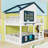 Wood Bunk Bed With Bookshelf-178354889-178354888