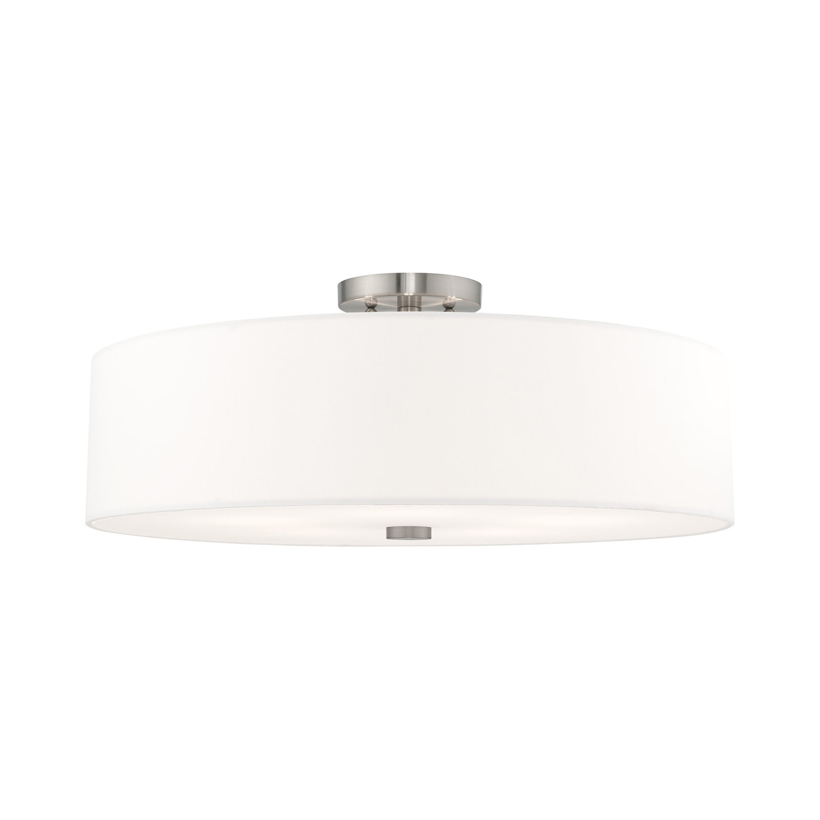 Flaire 5 Light Fabric Semi Flush Mount, Brushed Nickel, Off-White