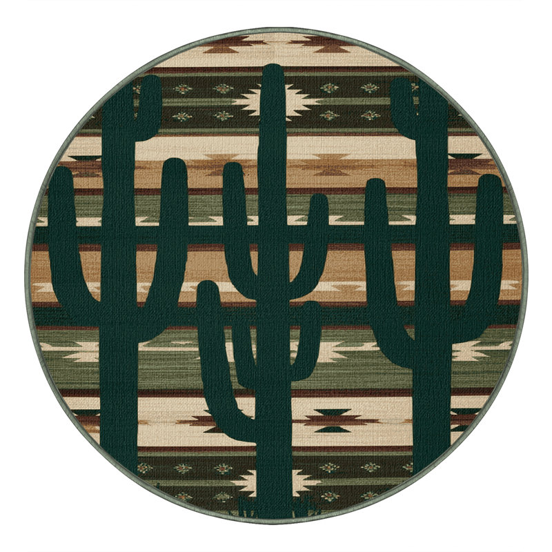  Tapis lavable Cactus Saguaro Southwestern, Rond 8 pi