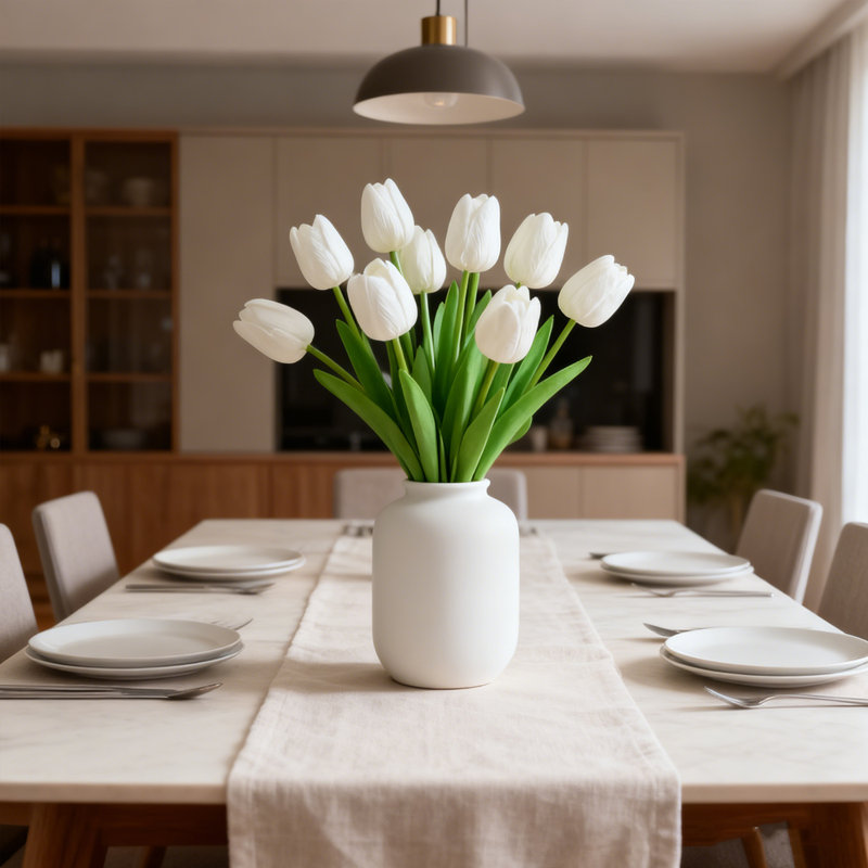10 pièces de fleurs artificielles tulipes blanches, Blanc