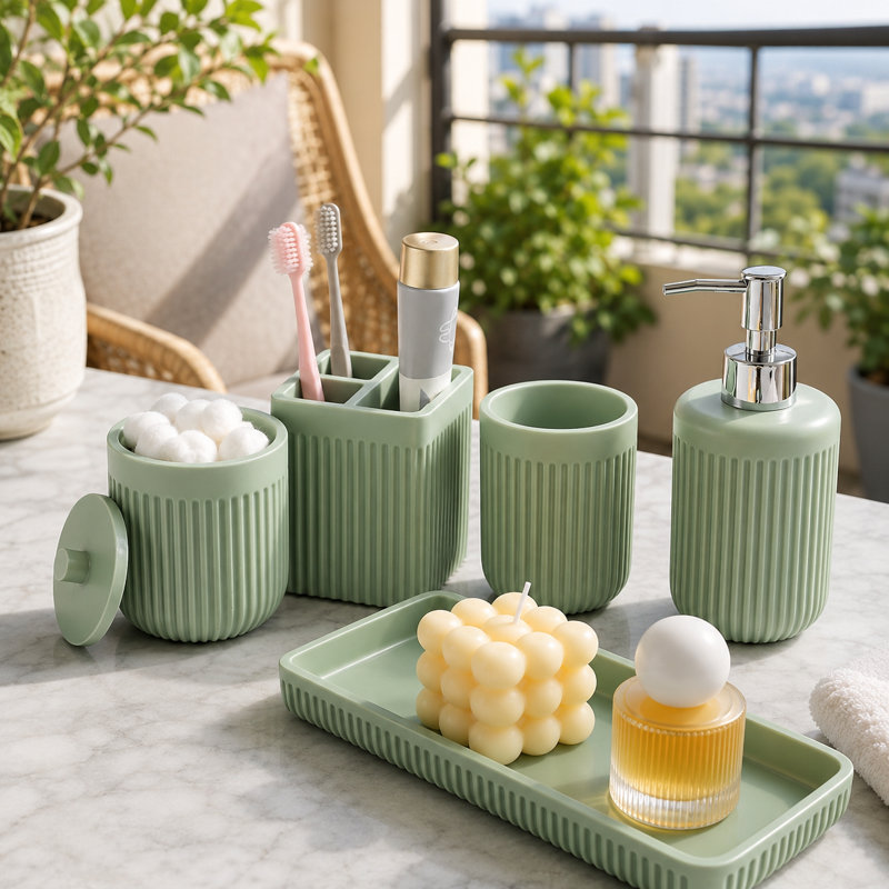 Green Bathroom Accessories Set 5 Pcs