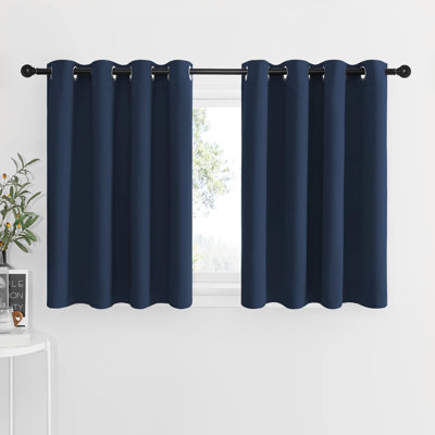 Blackout Small Window Valances, Rustic Farmhouse Curtains Grommet Top Thermal Insulated Window Drapes for Kitchen/Bathroom/Basement, 2 Panels.