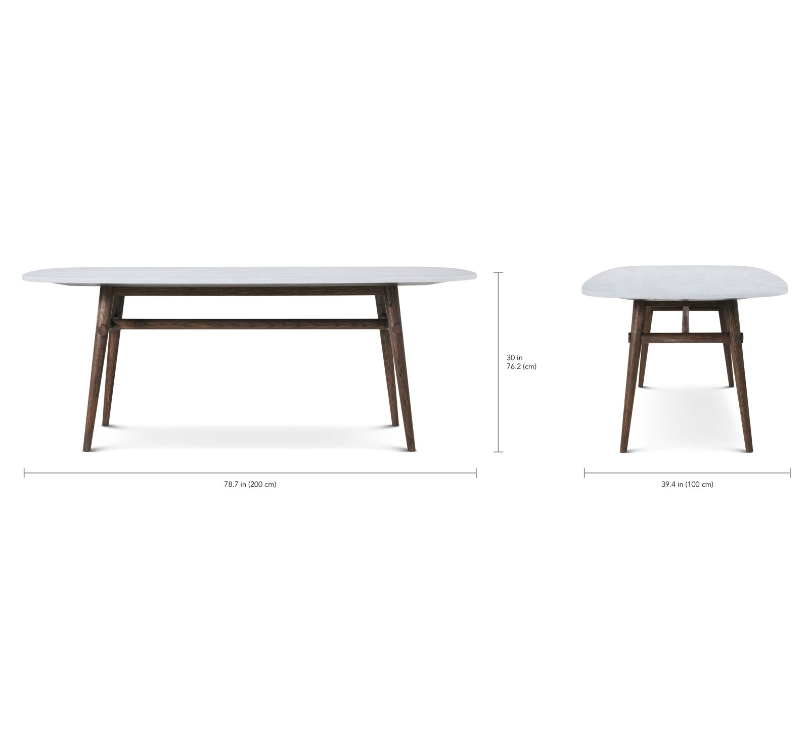 Dining Table, Brown, 30" H x 78.74" L x 39.37" W