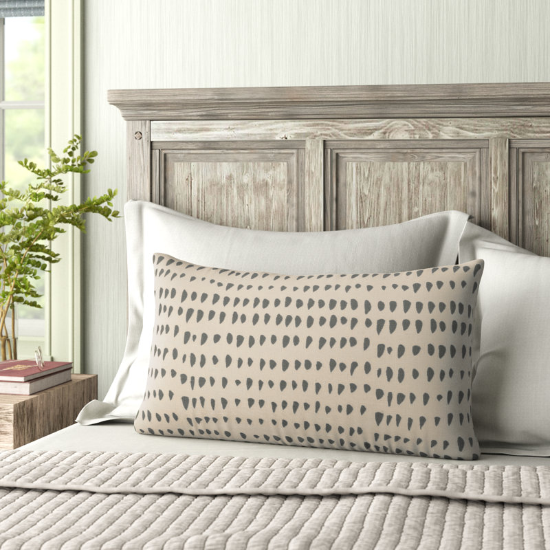 Fabray Embroidered Lumbar Pillow, Gray/Natural