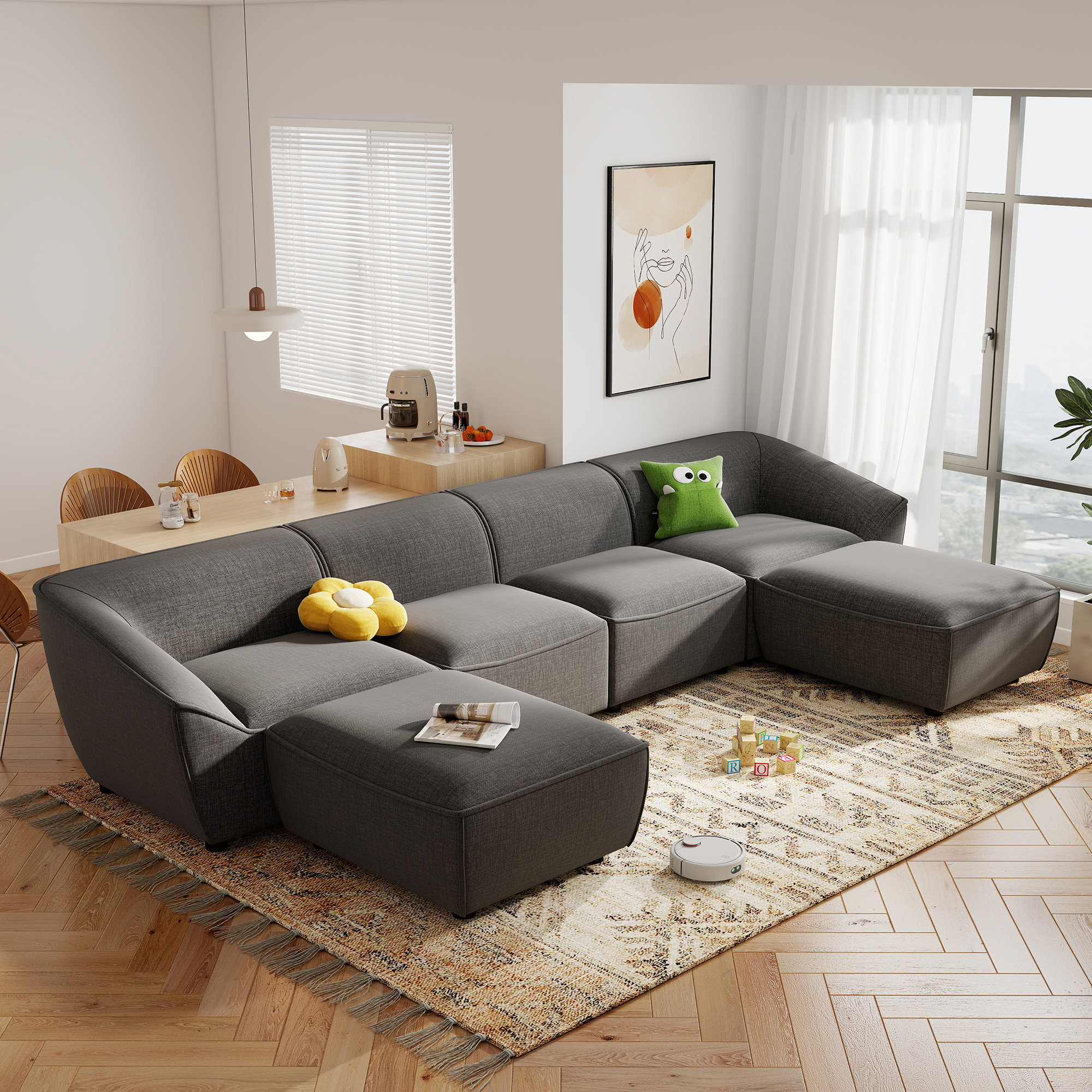 Lizzy 6 - Piece Upholstered Sectional