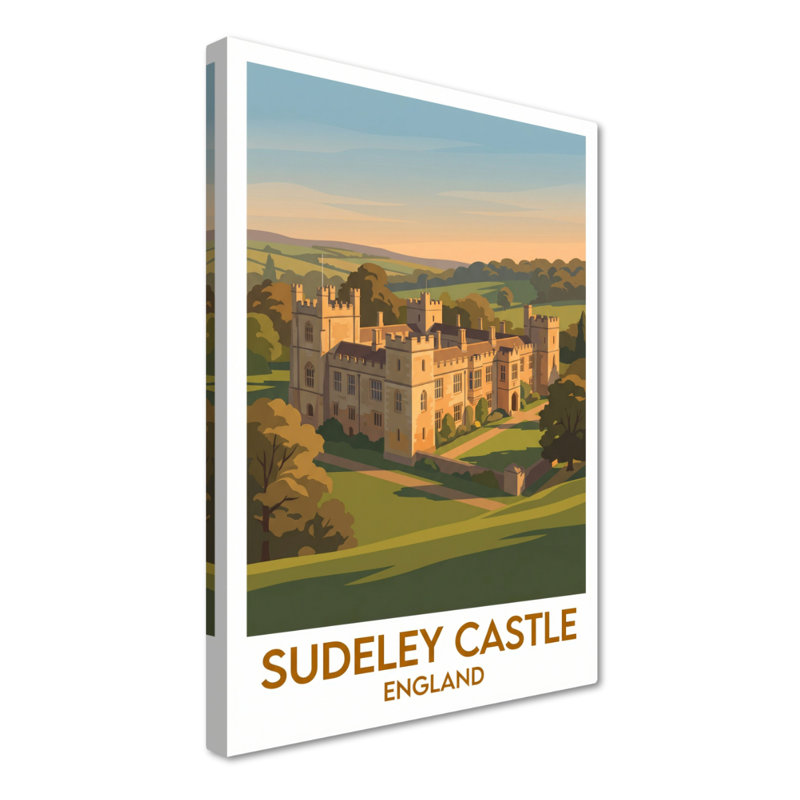 Sudeley Castle, England - Romantic Cotswold Castle Travel Poster. Giclee Print On Wrapped Canvas. Wall Art, Home Decor - Castles & Palaces, England - Wrapped Canvas Print