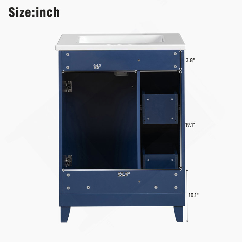 Meuble-lavabo 24 po avec lavabo en céramique et 2 tiroirs