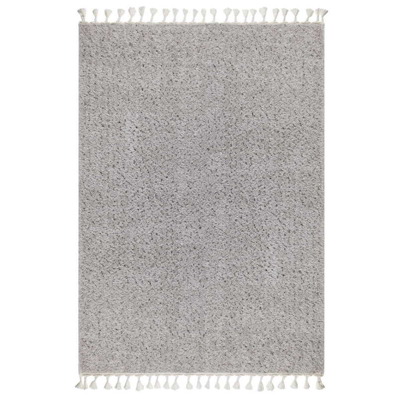 Tapis gris uni rectangulaire en polyester tissé à la machine Défino, Rectangle 1 pi 8 po x 2 pi 7 po