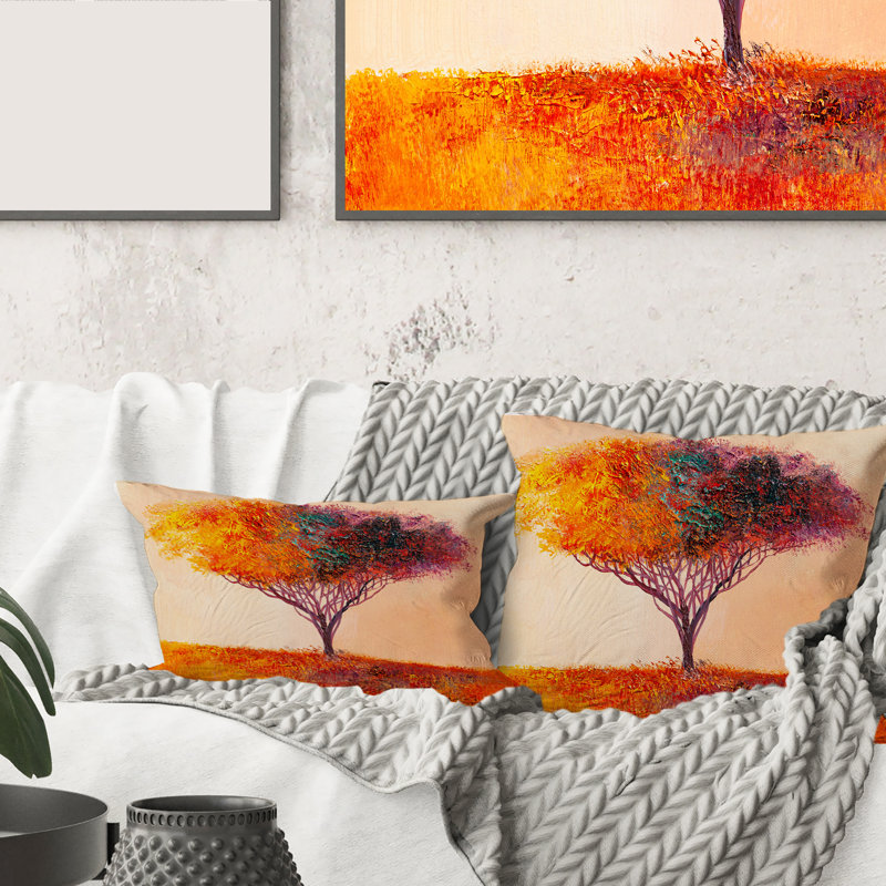 Housse et insert d'oreiller rectangulaire Landscape Tree Impressionist