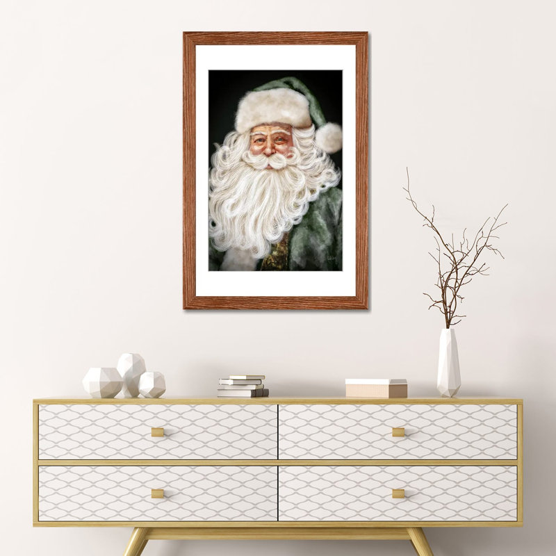 «Green Santa» - reproduction d'art murale - papier d'art encadré, Brun
