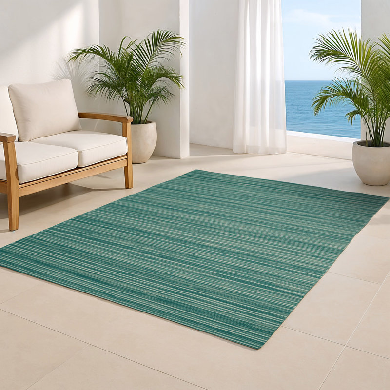 Tapis intérieur / extérieur bleu HorizontalStripes, Rectangulaire 3 pi x 5 pi