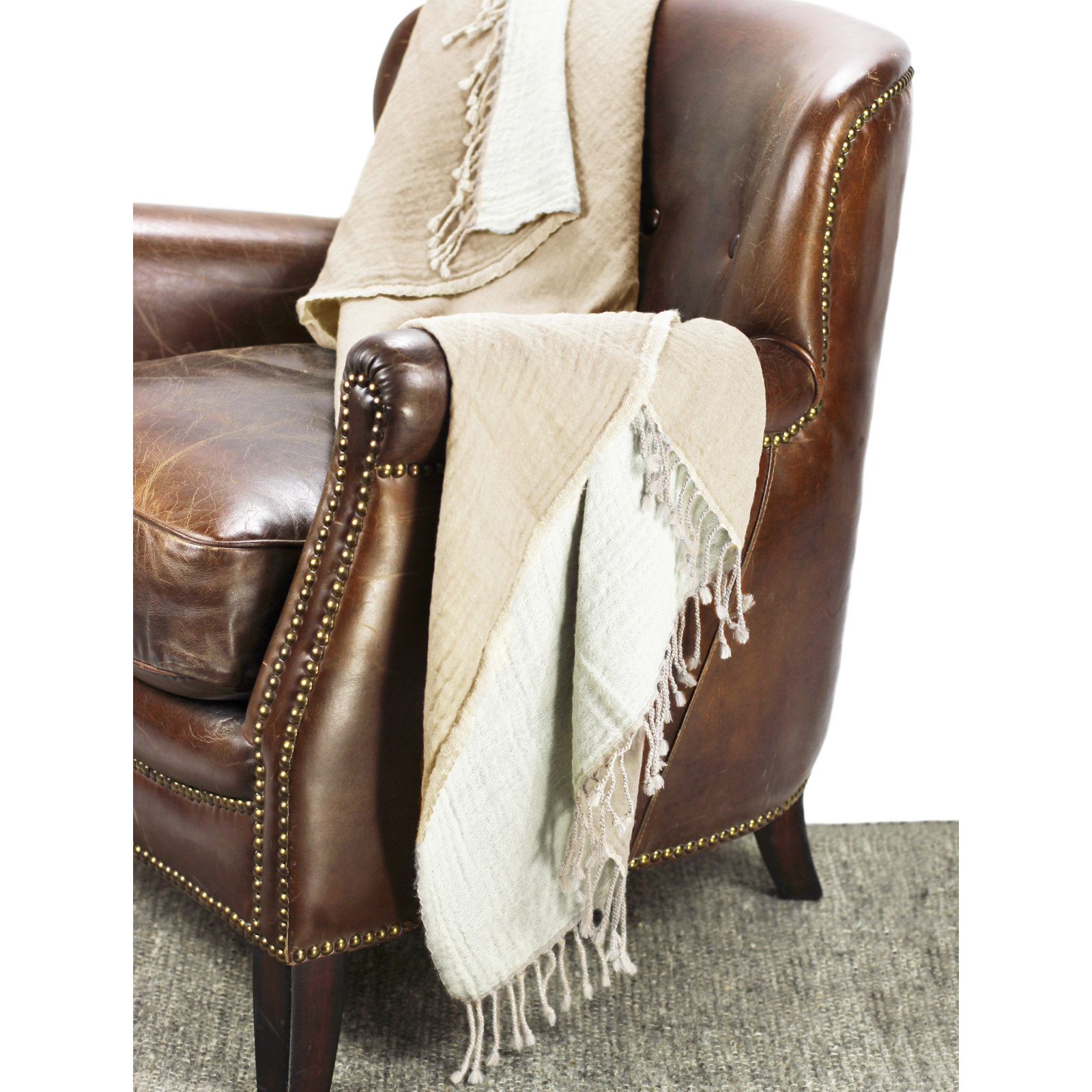 Barina Wool Throw Blanket, Beige