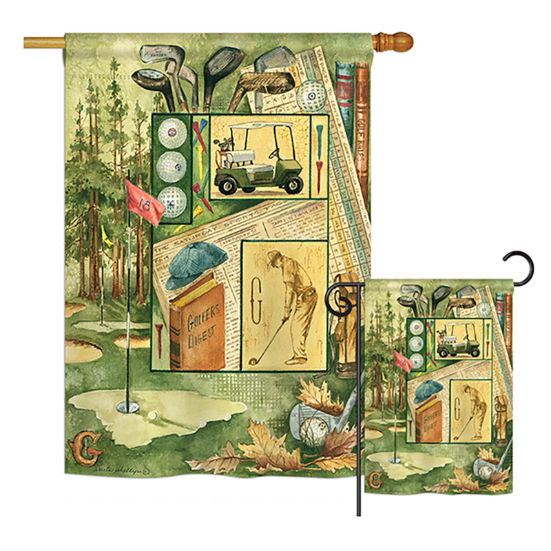 Rond de golf centres d’intérêt sportif, vertical 40 polyester de 2 côtés x 28 po ensemble de drapeau
