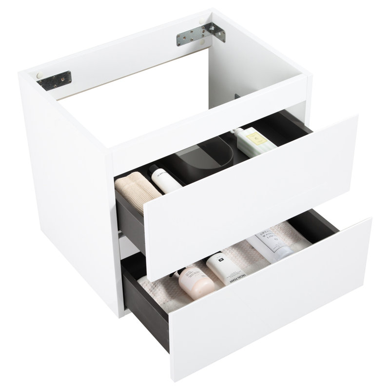 Meuble-lavabo blanc sans lavabo - 24 W 201. 2 tiroirs, pré-assemblés. 20% de rangement accru, silencieux, moderne et élégant sans 201, blanc, pré-assemblé, Grace, capacité de rangement supplémentaire, étui