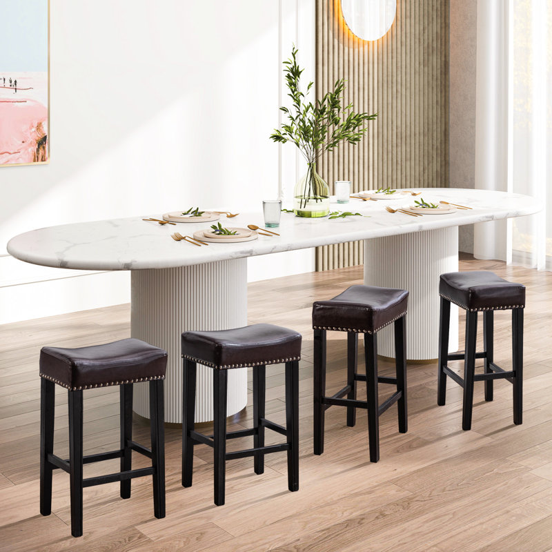 Zacary Counter Height PU Bar Stools, Counter Stool (26” Seat Height), Brown