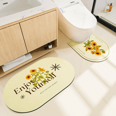 Sunflower Bliss Bath Mat Set - 2 Piece Water Absorbent, Non-Slip Bathroom Rugs for Tub, Shower, Sink, and Bathroom Decor