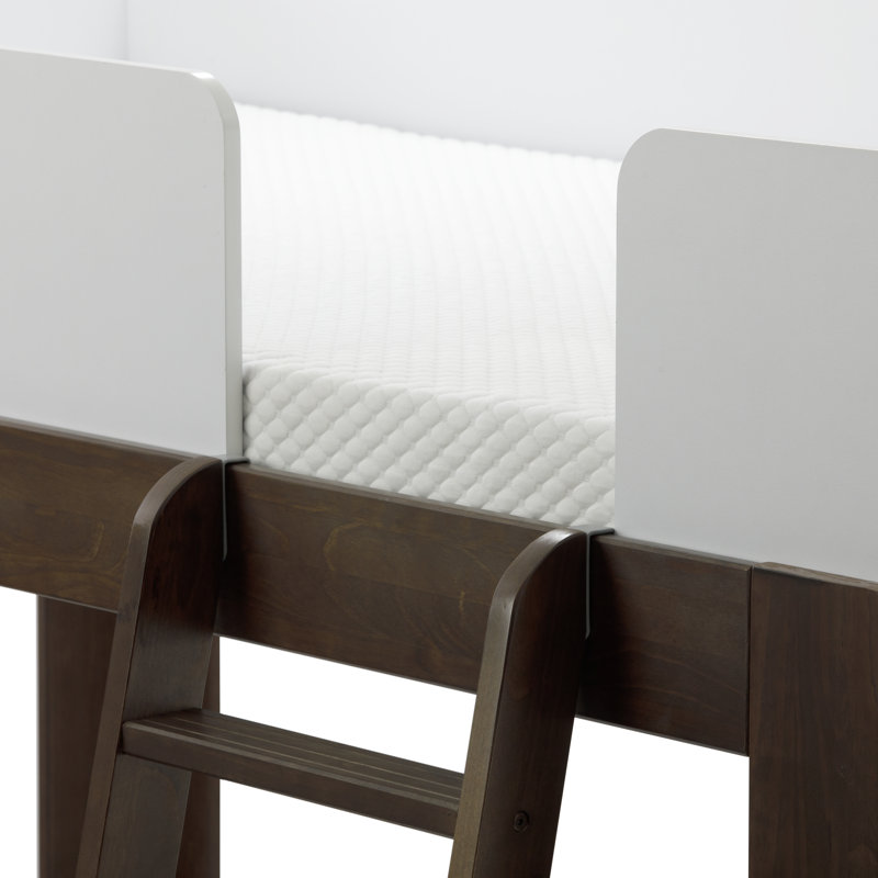 Lit mezzanine simple en bois massif Ambur, Noyer/blanc