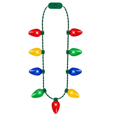 40Inch Christmas Light Necklace, 9 LED Bulbs & 3 Flash Modes, Ugly Sweater Light Christmas Necklace for Christmas Accessories Xmas New Year Party Favors