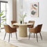 Penny Pillar Round Dining Table Set With 4 Luxury Faux Leather Dining Chairs - Scratch Resistant Top