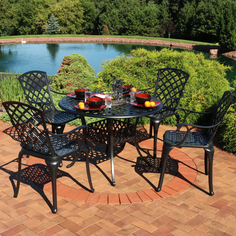 Ensemble de salle à manger d'extérieur en aluminium coulé 5 pièces avec table et 4 chaises Middlewich