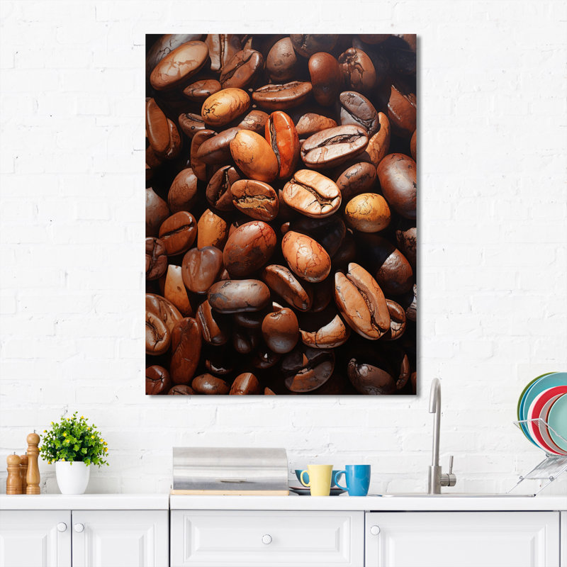 Nourriture, grains de café torréfiés III - reproduction sur toile, H 20 po x l 12 po x P 1 po, Toile tendue