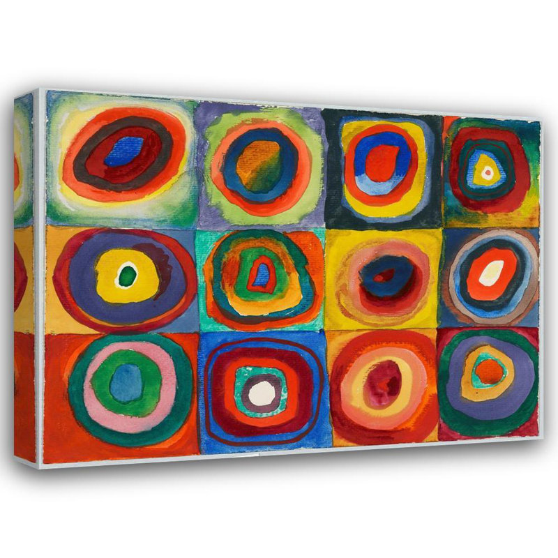 «Squares with Concentric Rings» par Wassily Kandinsky - Art mural sur toile tendue avec châssis, H 40 po x l 28 po