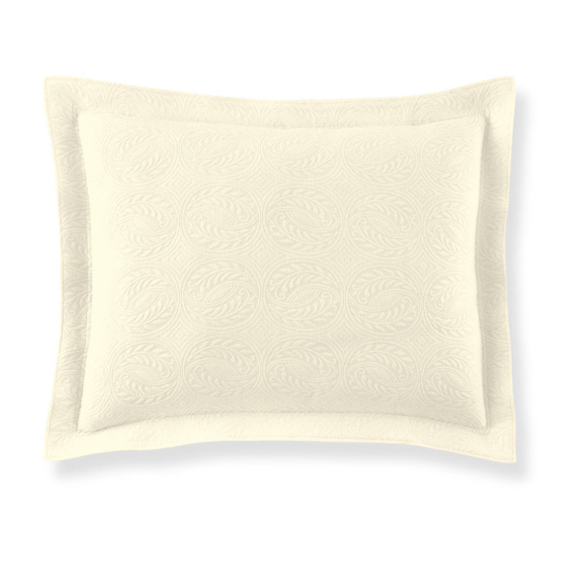 Vienna Linen/Ivory/White/Taupe/Ecru Cotton Piece Sham, Euro, Ivory