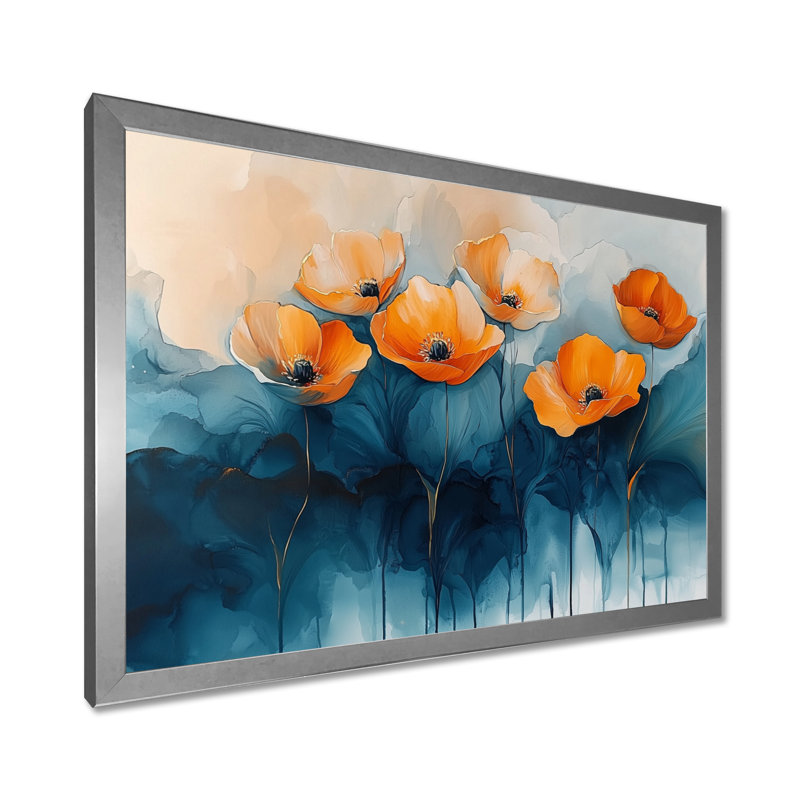 Jamerson - Floral Canvas Wall Decor, Reproduction encadrée, Argent argent, H 12 po x l 20 po