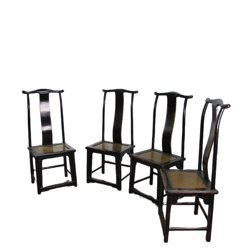 Asian Classic Solid Wood Dining Chair, Black