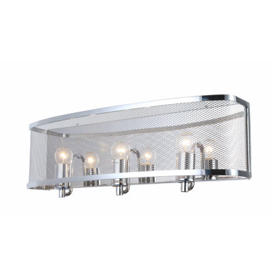 Transitional 3 Light Chrome Mesh Wall Sconce