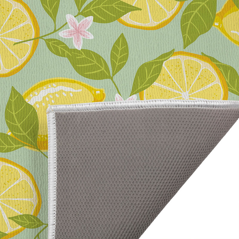 Lemons Non-Skid Bath Mat, Mint, Single - 24" L x 17" W