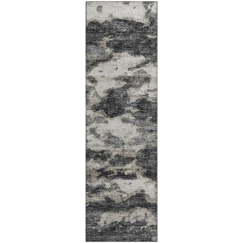 Premium Machine Washable Freixa AMF71 Black Rug, Runner 2'3" x 7'6"