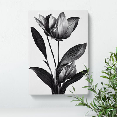 Monochrome Flower - Wrapped Canvas Print