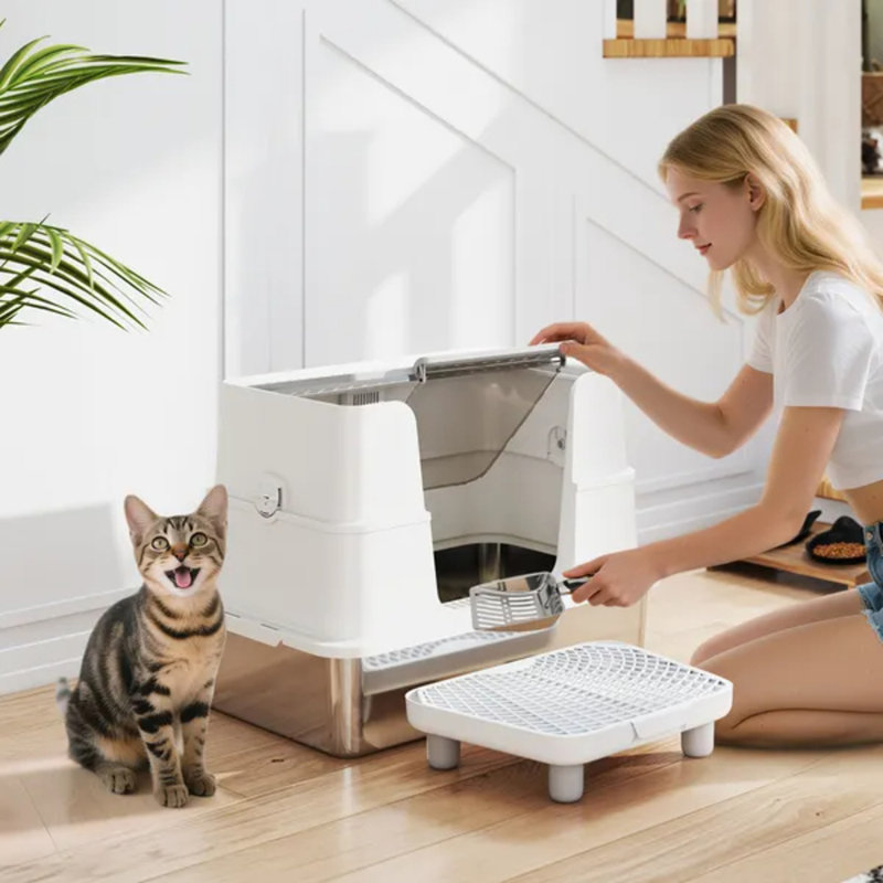 Bac à litière en acier inoxydable XL