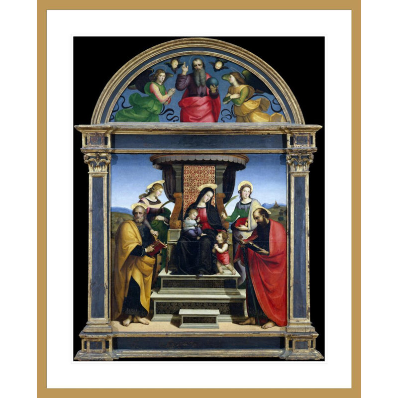 «Madonna and Child Intrroned with Saints» par Raphael, impression giclée sur cadre, H 41,11 po x l 33,5 po