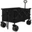 Chariot utilitaire pliable robuste d'une capacité de 360 lb - Roues tout-terrain silencieuses, poignée réglable et porte-gobelets pour le camping, le jardinage, le pique-nique, le sport et le magasinage, noir