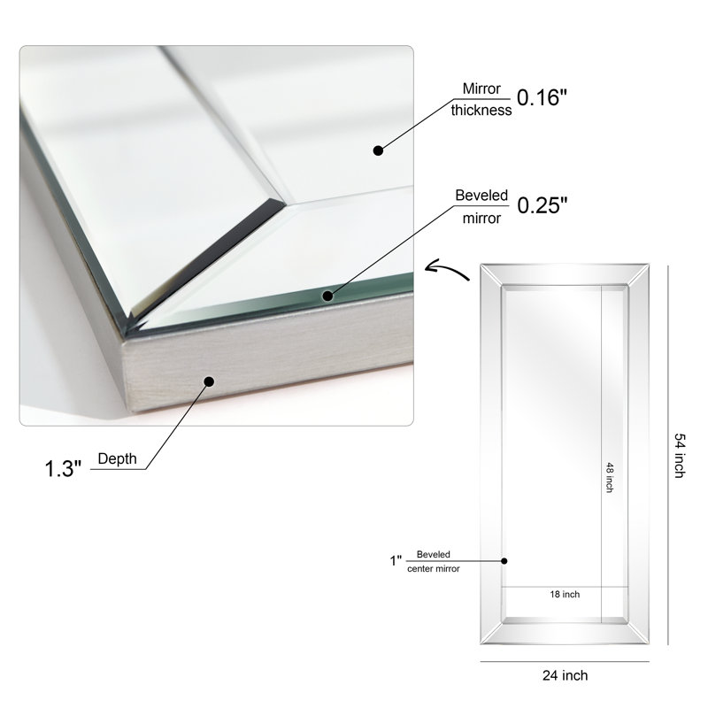 Oren Glass Rectangle Mirror, 54" H x 24" W