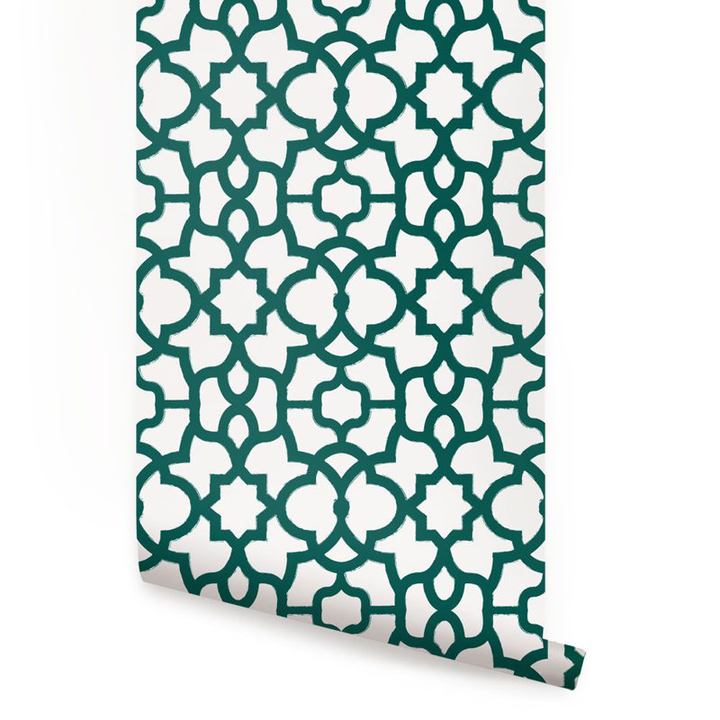 Panneau de papier peint adhésif à motif de treillis Tollette, Vert forêt, L 2 pi x H 18 pi
