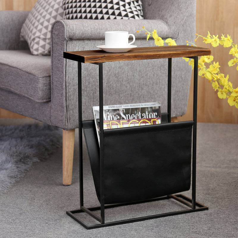 Table de bout avec rangement Frame, Brun foncé