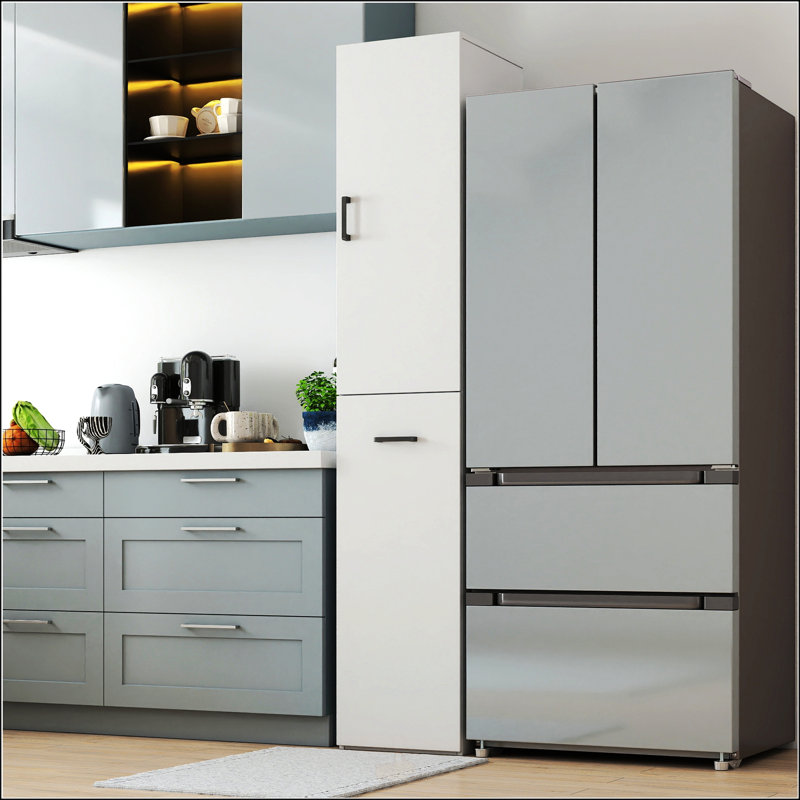 Grand garde-manger autoportant avec 1 porte et 3 tablettes de rangement coulissantes multifonctionnelles pour une organisation efficace