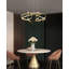 Lustre moderne à 4 lumières DEL dorées avec diffuseurs en acrylique blanc-346381501