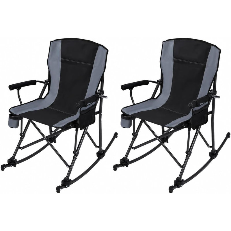 Chaise berçante pliante surdimensionnée et pliante avec porte-gobelet, 2