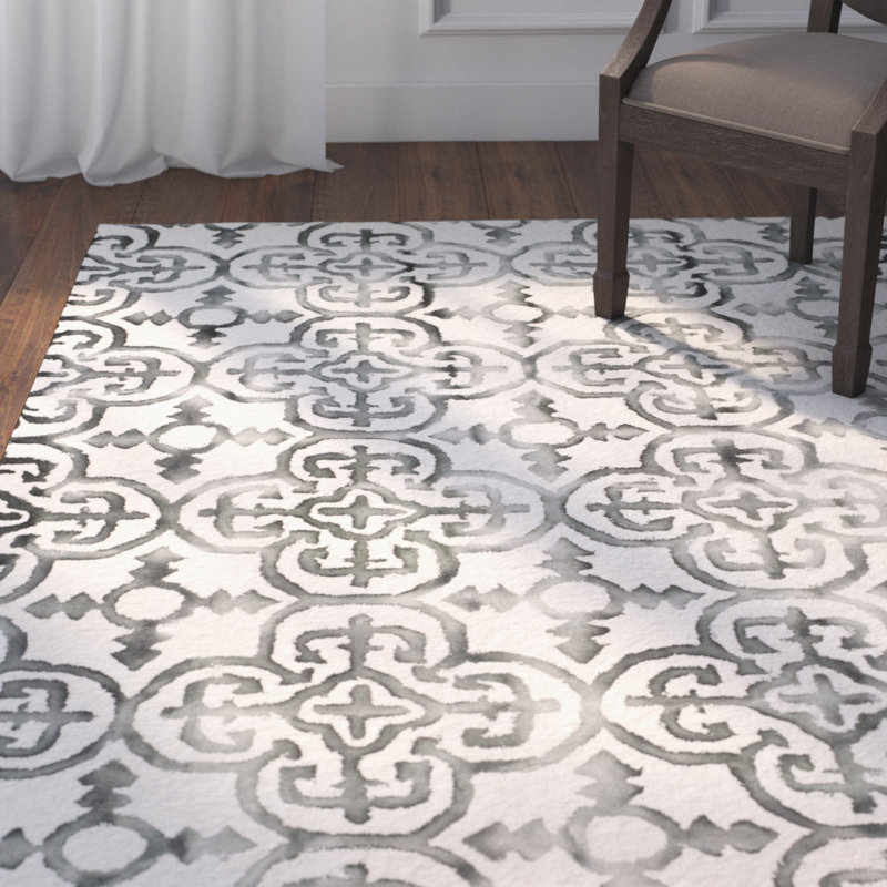 Tapis géométrique en laine touffeté à la main Pimentel, Rectangle 5 pi x 8 pi